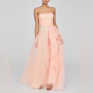 Theia Peach Strapless Maxi Dress